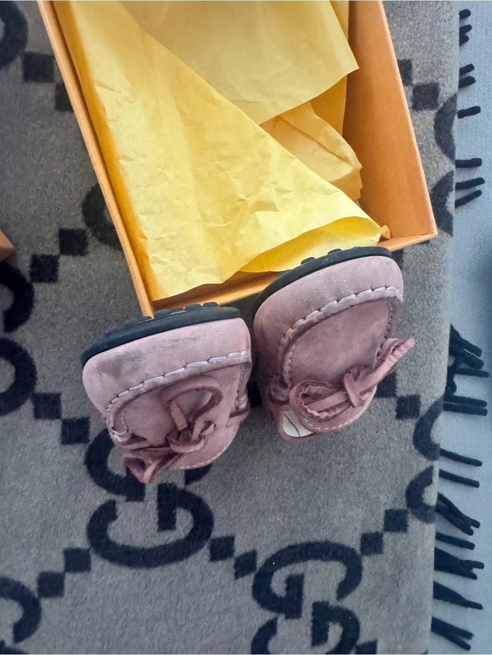 Tod's Kids Suede Moccasins in Dusty Rose